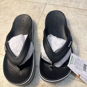 Crocs Bayaband Flip Flop Sandal Size Womens 11 Mens 8 Black White